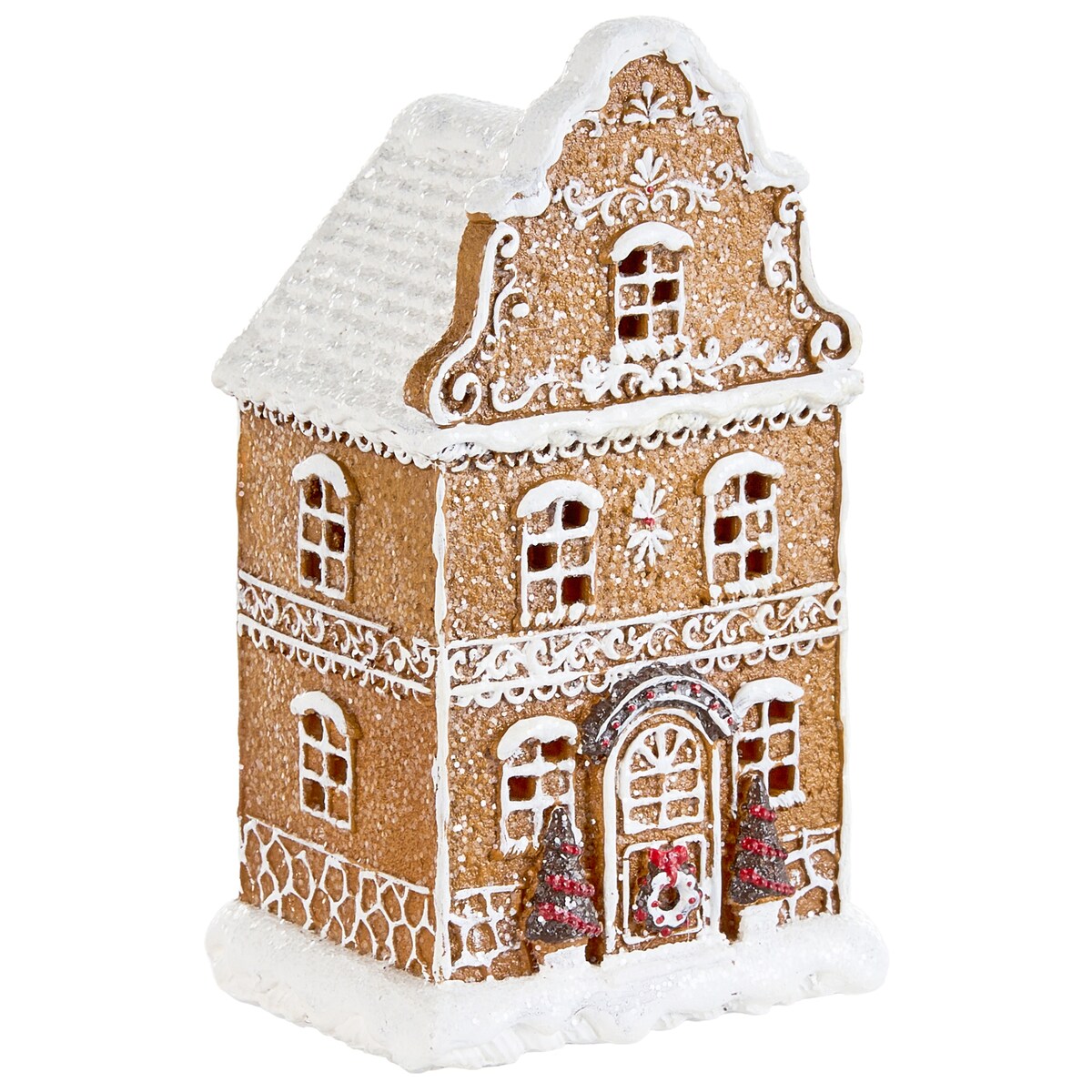 Zestaw 3 dekoracji świątecznych LED RIMPI 21/25/26 cm Domek Brązowy