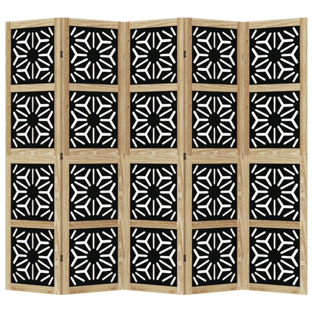 vidaXL Parawan pokojowy, 5-panelowy, brązowo-czarny, lita paulownia