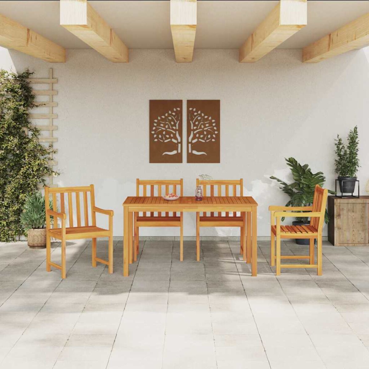 vidaXL Zestaw do jadalni w ogrodzie 5 pcs Brązowy lite drewno akacjowe