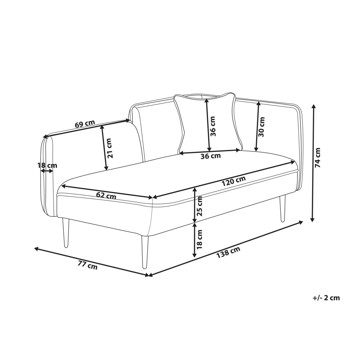 Szezlong boucle prawostronny ciemnoszary CHEVANNES