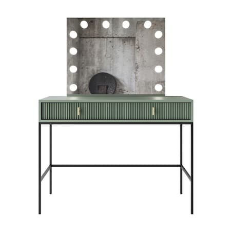 Toaletka MIDNIGHT ELITE z lustrem LED na stelażu, zielona