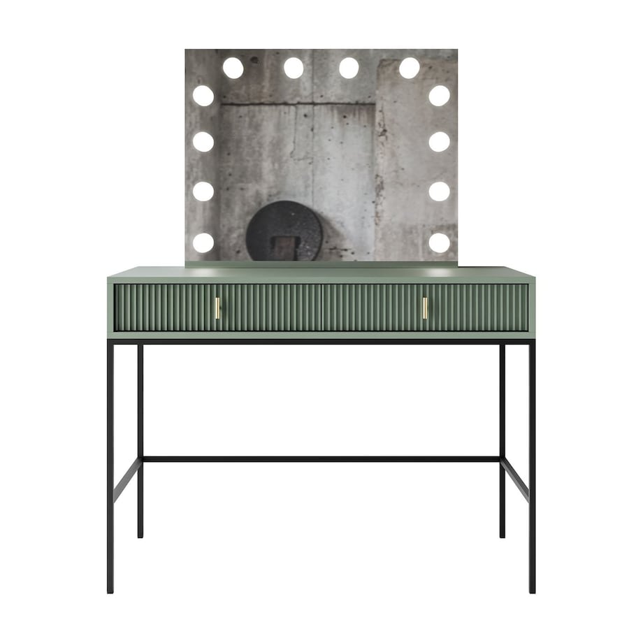 Toaletka MIDNIGHT ELITE z lustrem LED na stelażu, zielona