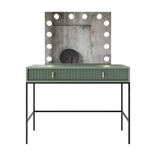 Toaletka MIDNIGHT ELITE z lustrem LED na stelażu, zielona