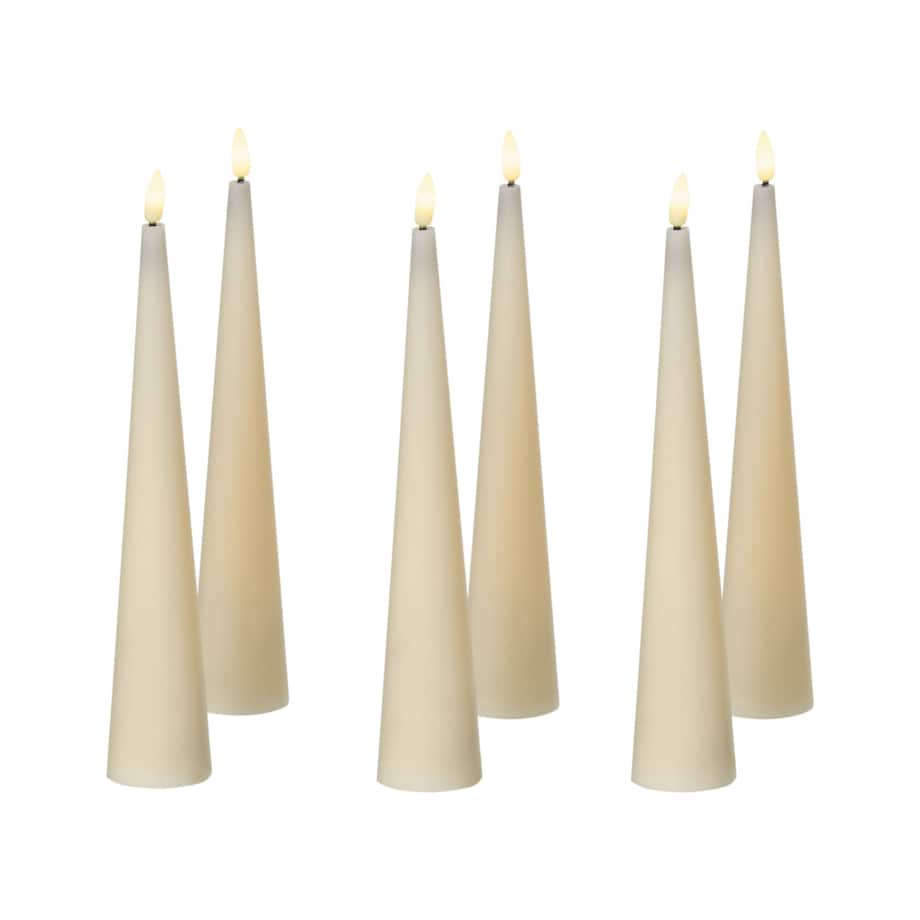Zestaw 6 świec LED AURUM 28 cm Złamana biel
