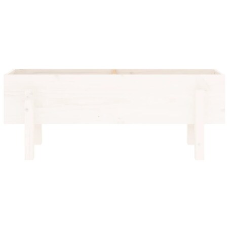 vidaXL Donica ogrodowa na nóżkach, biała, 101x30x38 cm, drewno sosnowe