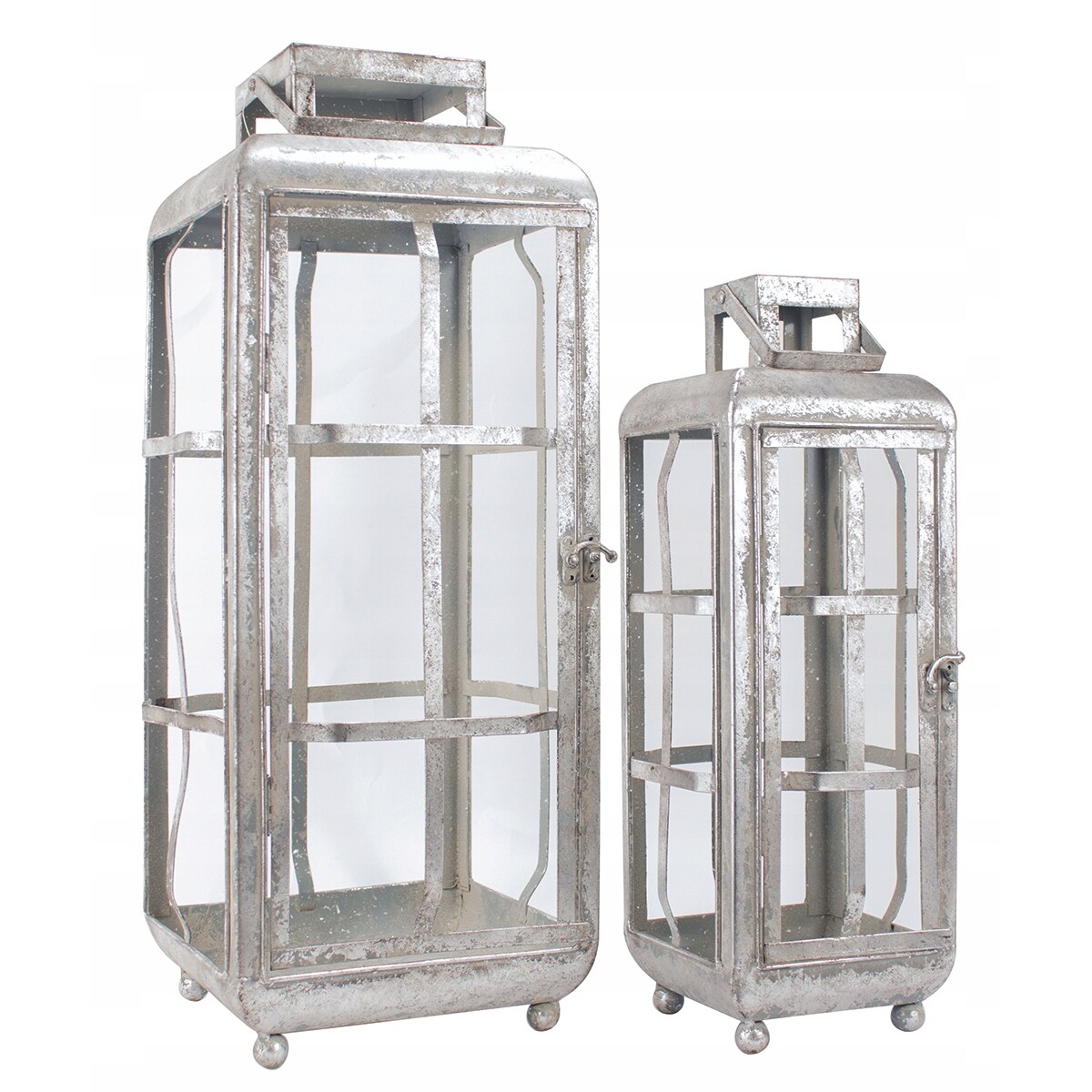 2 szt. LAMPION STYL LOFT metalowy srebrny