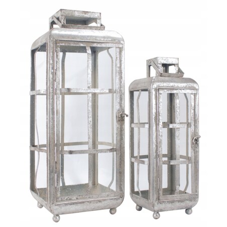 2 szt. LAMPION STYL LOFT metalowy srebrny