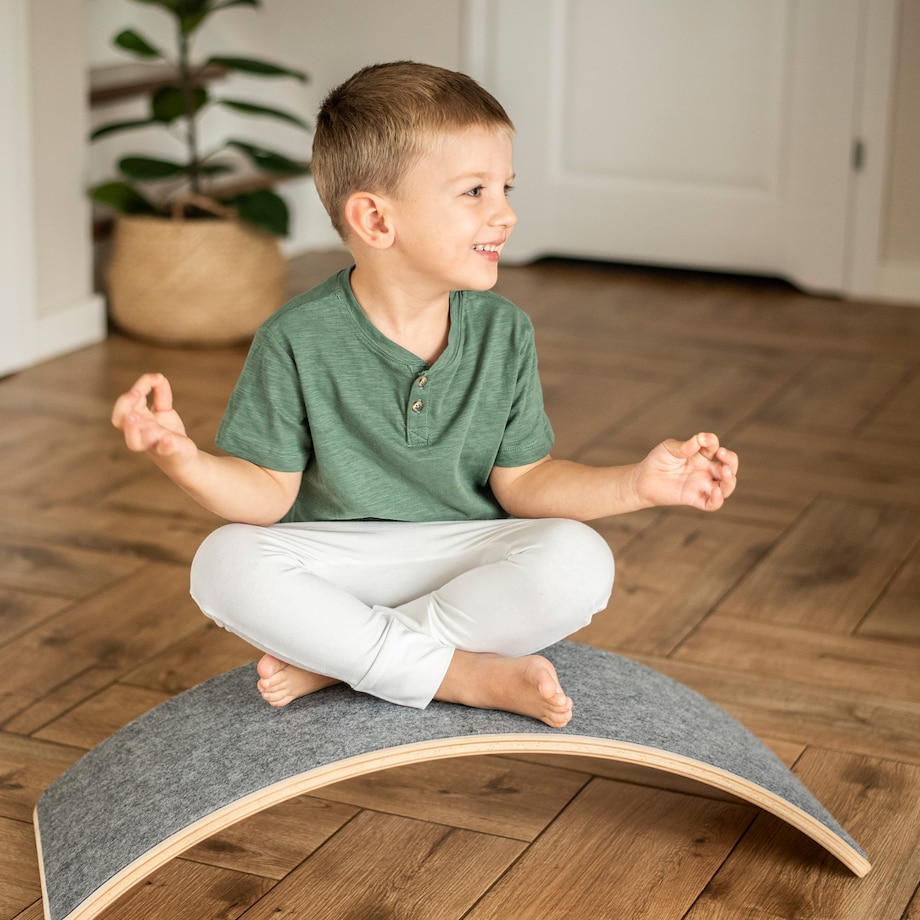 MeowBaby® Deska do Balansowania z filcem 80x30cm dla dzieci. Balance Board niebieski z filcem jasnoniebieskim