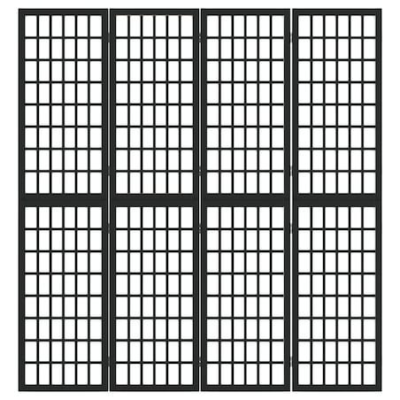 vidaXL Składany parawan 4-panelowy, styl japoński, 160x170 cm, czarny