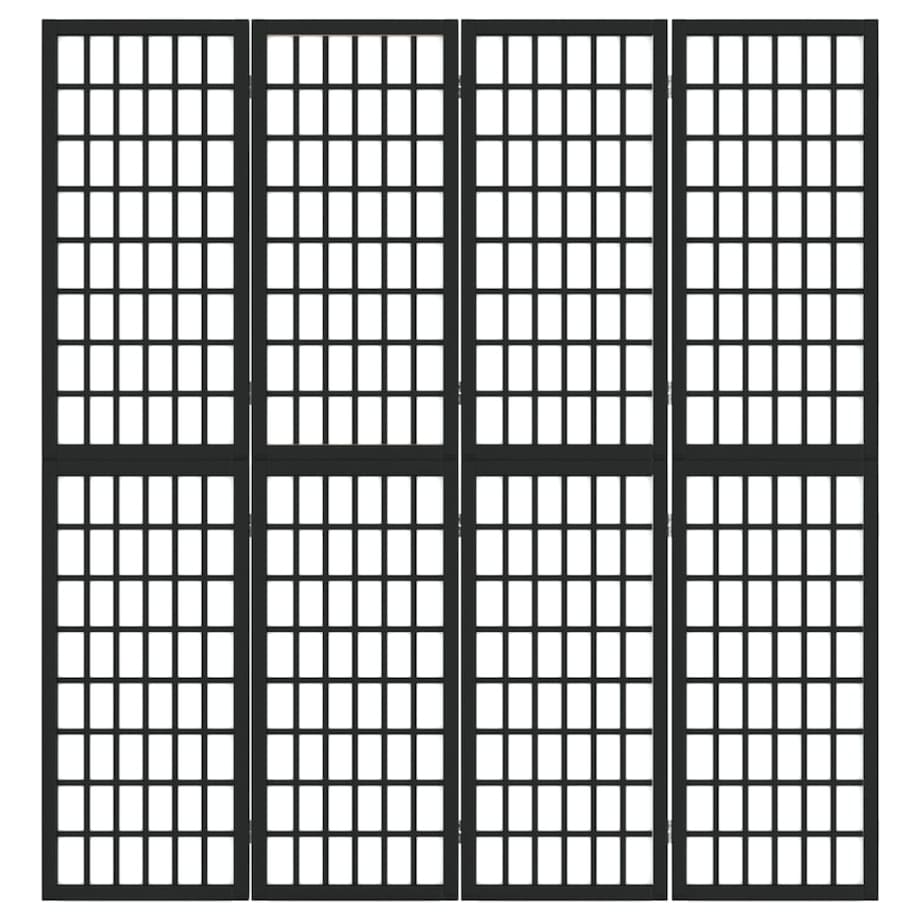 vidaXL Składany parawan 4-panelowy, styl japoński, 160x170 cm, czarny