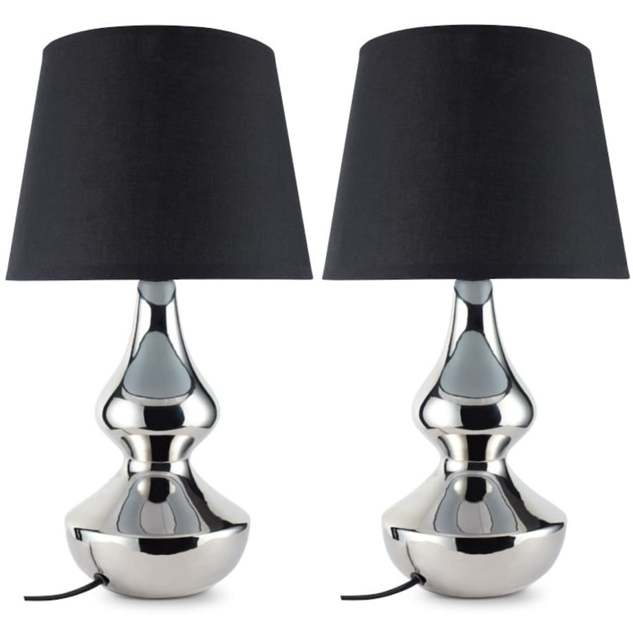 KONSIMO RILA Czarna lampa stołowa w stylu glamour, 2 sztuki.