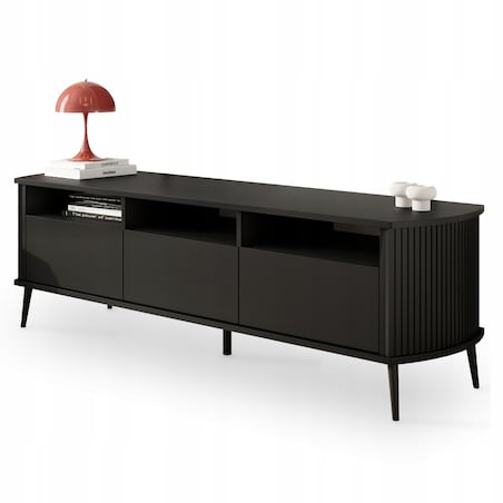 Szafka RTV Pod Telewizor CZARNA Komoda Do Salonu Nóżki PREMIUM VERLO 150cm