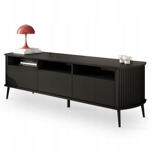 Szafka RTV Pod Telewizor CZARNA Komoda Do Salonu Nóżki PREMIUM VERLO 150cm