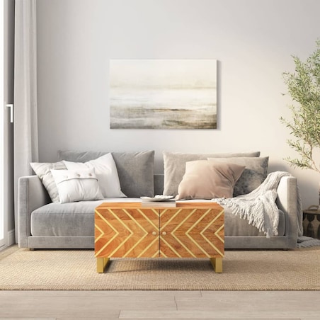 vidaXL Stolik kawowy, brązowo-czarny, 80x50x40 cm, lite drewno mango