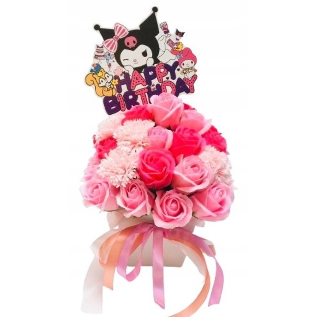 FLOWER BOX RÓŻOWE kwiaty z mydła pachną na urodziny dziewczynki prezent dar