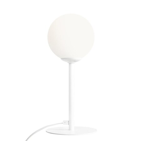 Biała lampka Pinne 1080B Aldex minimalistyczna kula na szafkę nocną