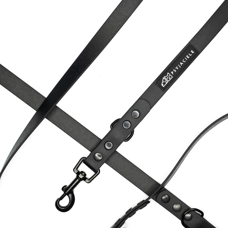 Smycz przepinana Biothane® dla psa lub kota "Black AF" - Rozmiar: L, Szerokość taśmy: 19mm