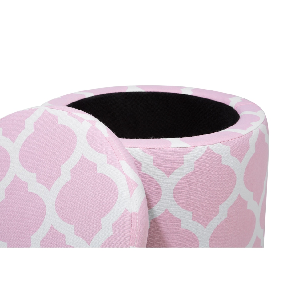 Puf ze schowkiem ⌀ 35 cm różowo-biały TUNICA