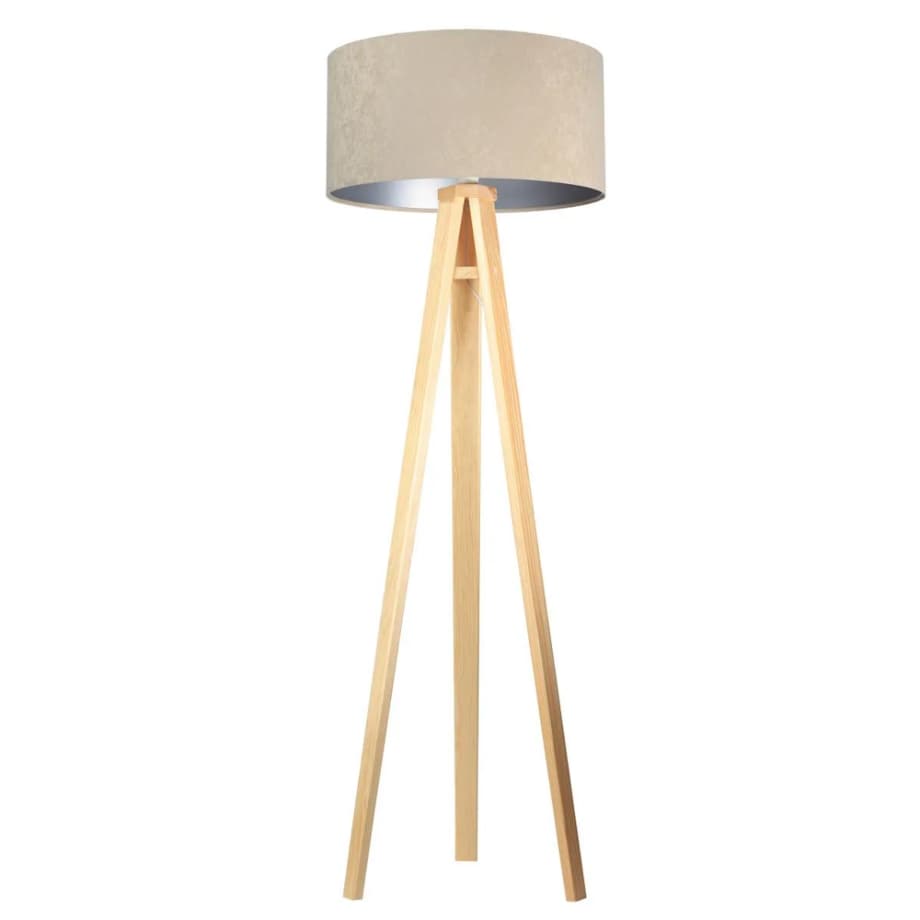 Lampa stojąca HOME 50 beżowa/srebrna/sosna