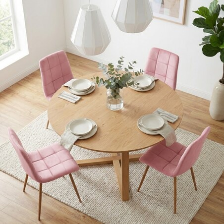 Krzesło tapicerowane do salonu welurowe pikowane różowe