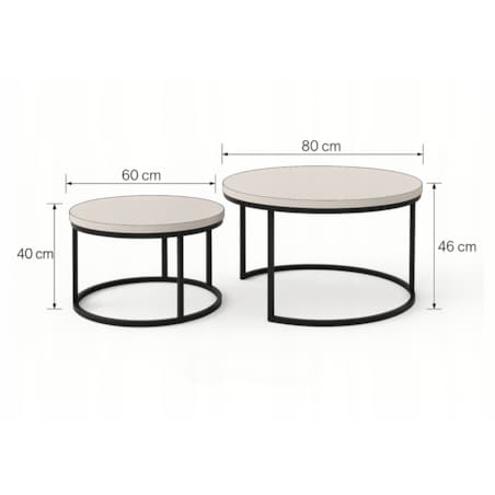 Stolik Kawowy DĄB CRAFT ZŁOTY Loft DUO Zestaw 2w1 DĄB + Czarne Nogi 80/60