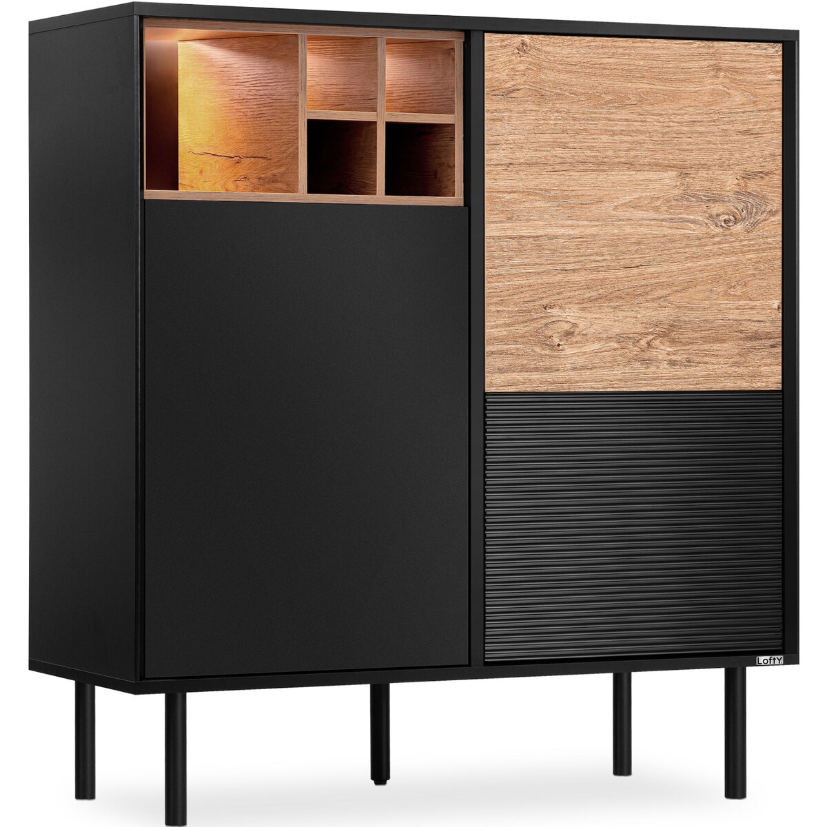 KONSIMO LOFTY Komoda loftowa na wysokich czarnych nogach