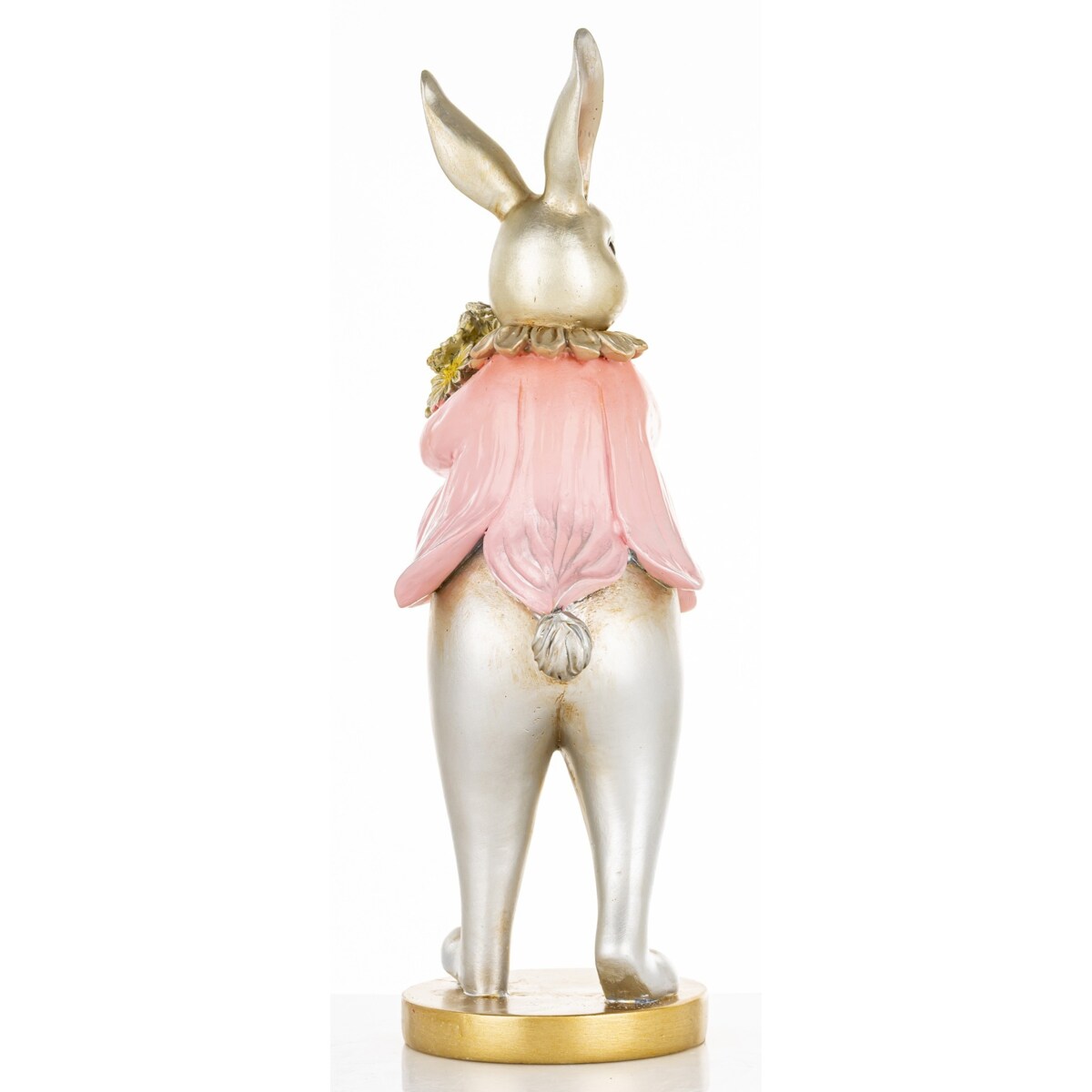 Dekoracja - króliczka z bukietem kwiatów 30x12,5x10 cm w różowej mini