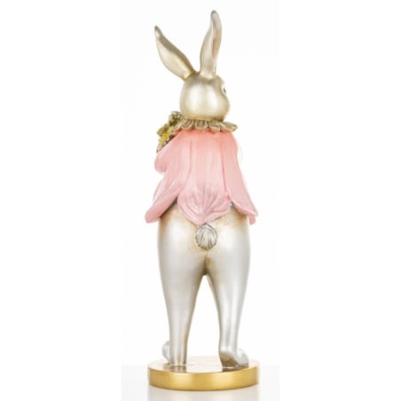 Dekoracja - króliczka z bukietem kwiatów 30x12,5x10 cm w różowej mini