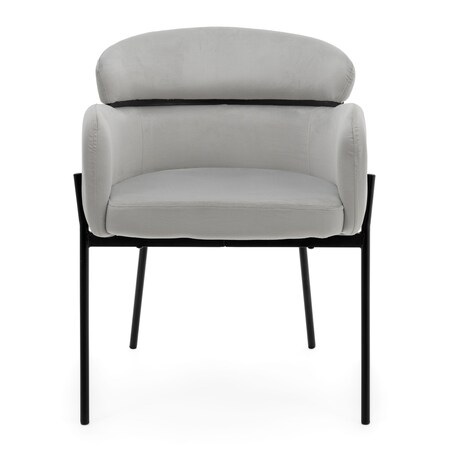 Krzesło tapicerowane welurowe do salonu BOLZANO jasnoszare