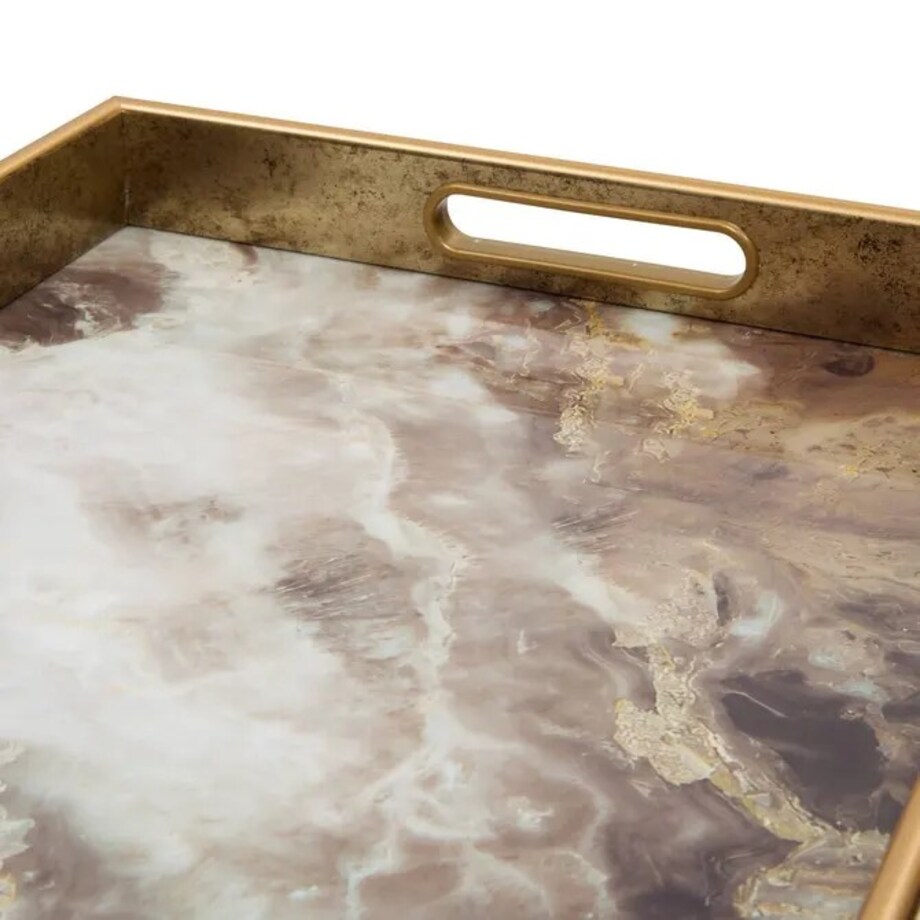 Taca dekoracyjna z motywem marmurowym, Elya, 43x30 cm