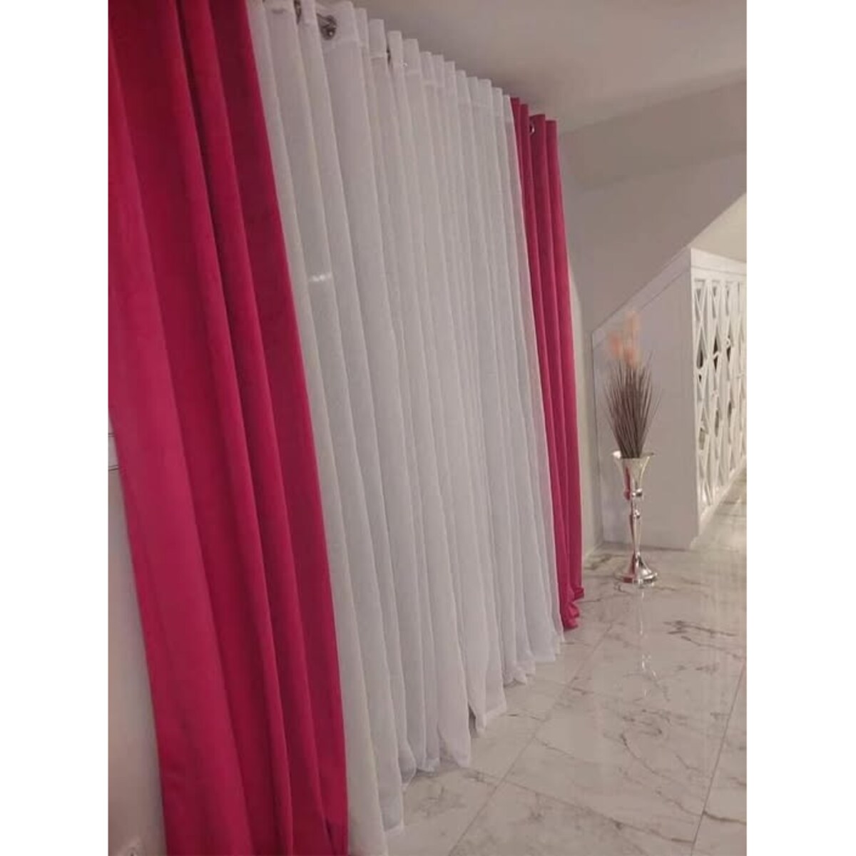 Zasłona welurowa gładka | 140x250 cm przelotki | fuksja