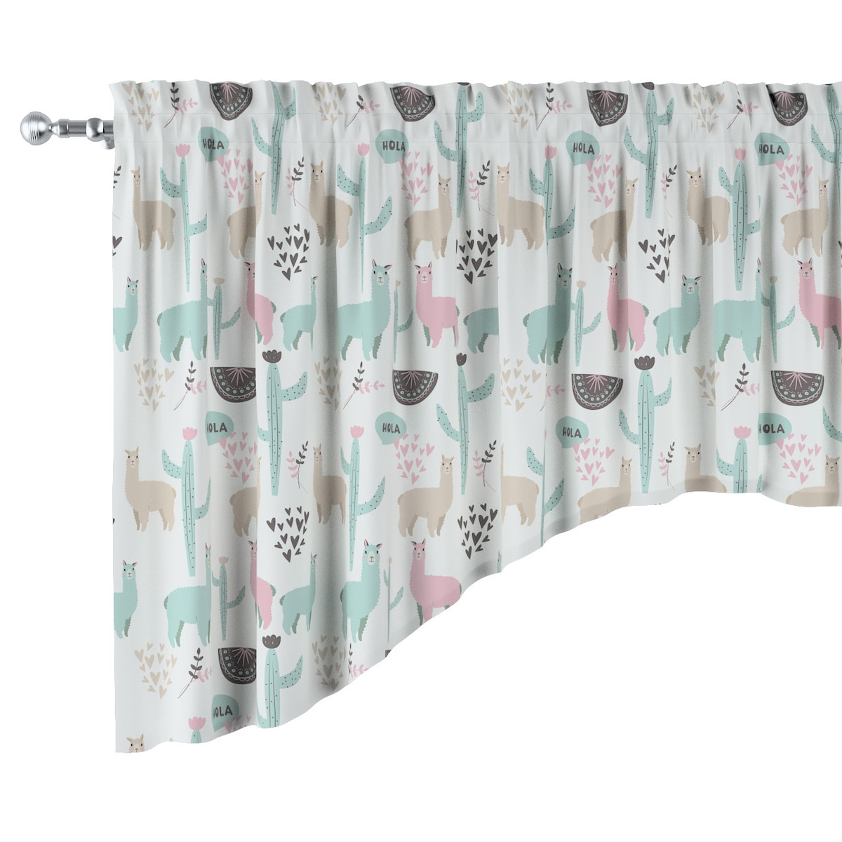 Lambrekin łuk 250x75 pastelowe lamy na jasnoszarym tle