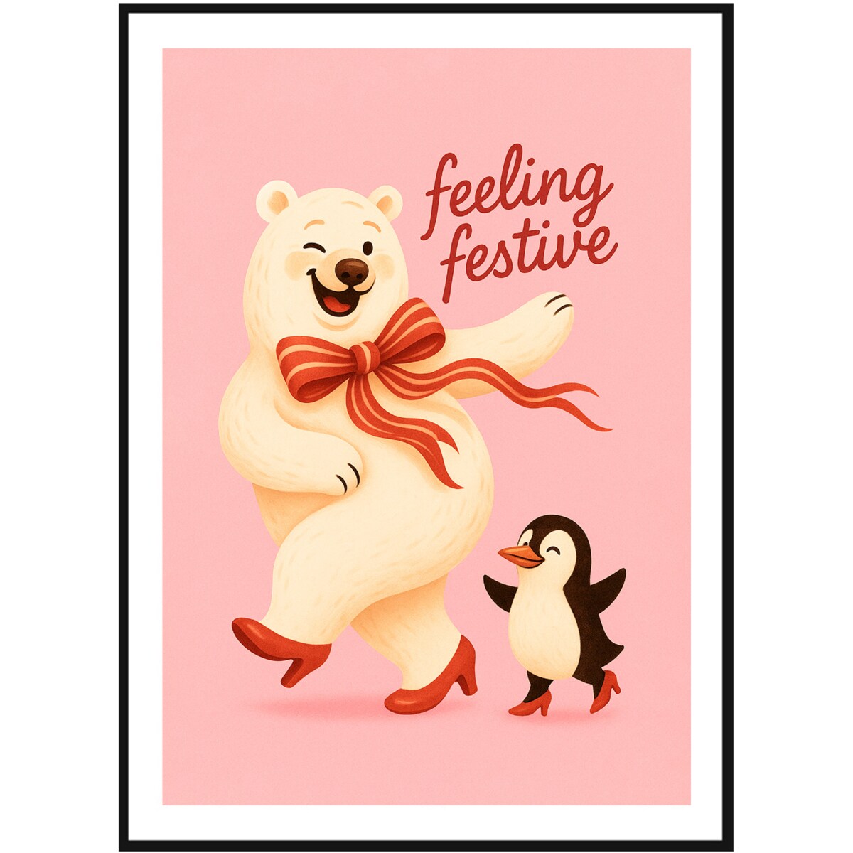 Poster Story, Plakat, Obraz - Tańczący Miś polarny i Pingwin, wymiary 30 x 42 cm