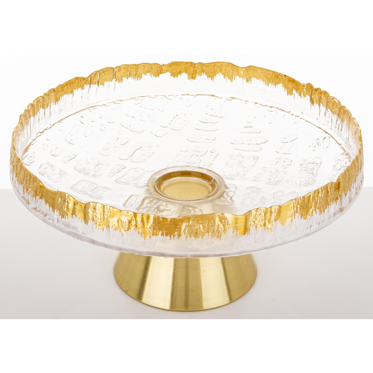 Patera szklana na złotej nóżce 15x30,5x30,5 cm SINHA