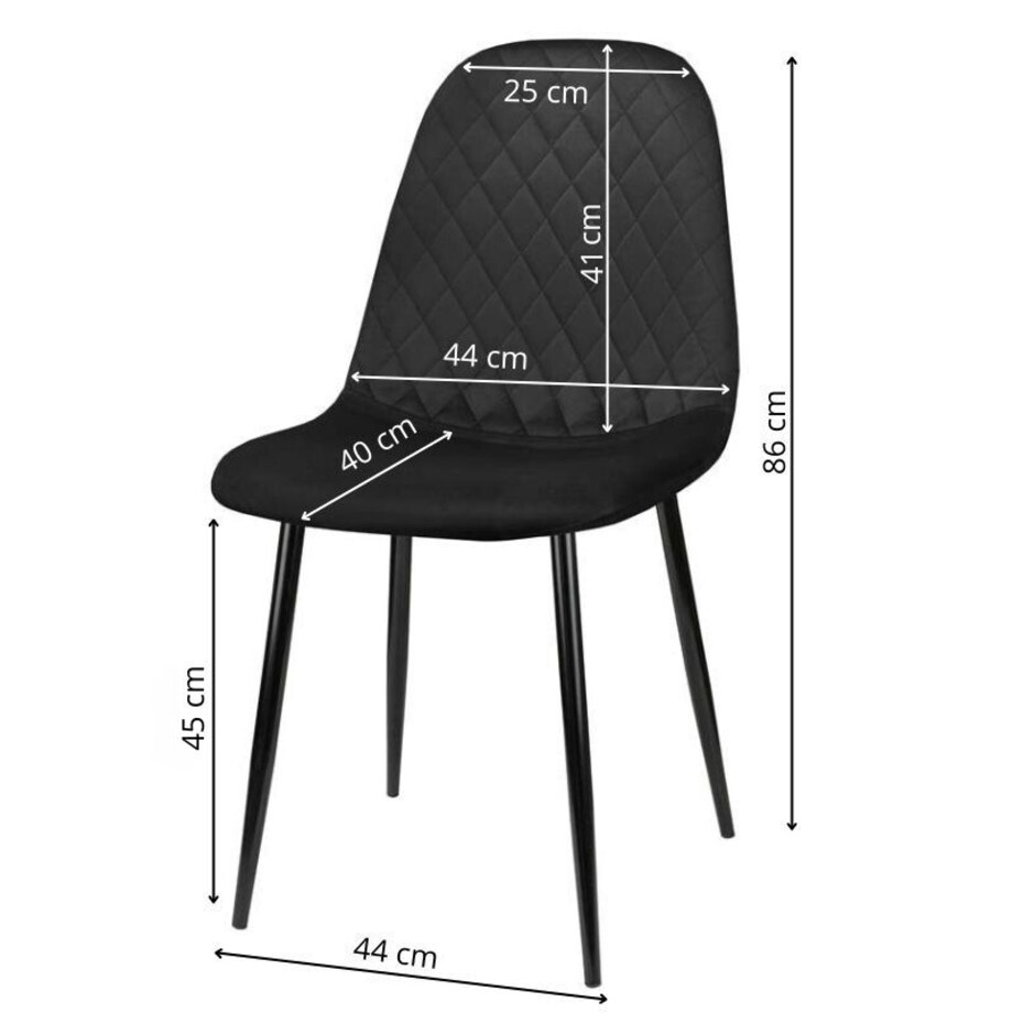 Krzesło tapicerowane nowoczesne pikowane do salonu jadalni czarne