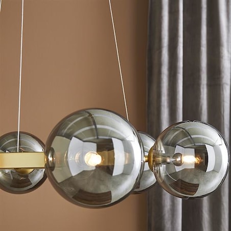 Loftowa LAMPA wisząca CIRCLE 108050 Markslojd metalowa OPRAWA modernistyczny ZWIS szklane kule złote przydymione