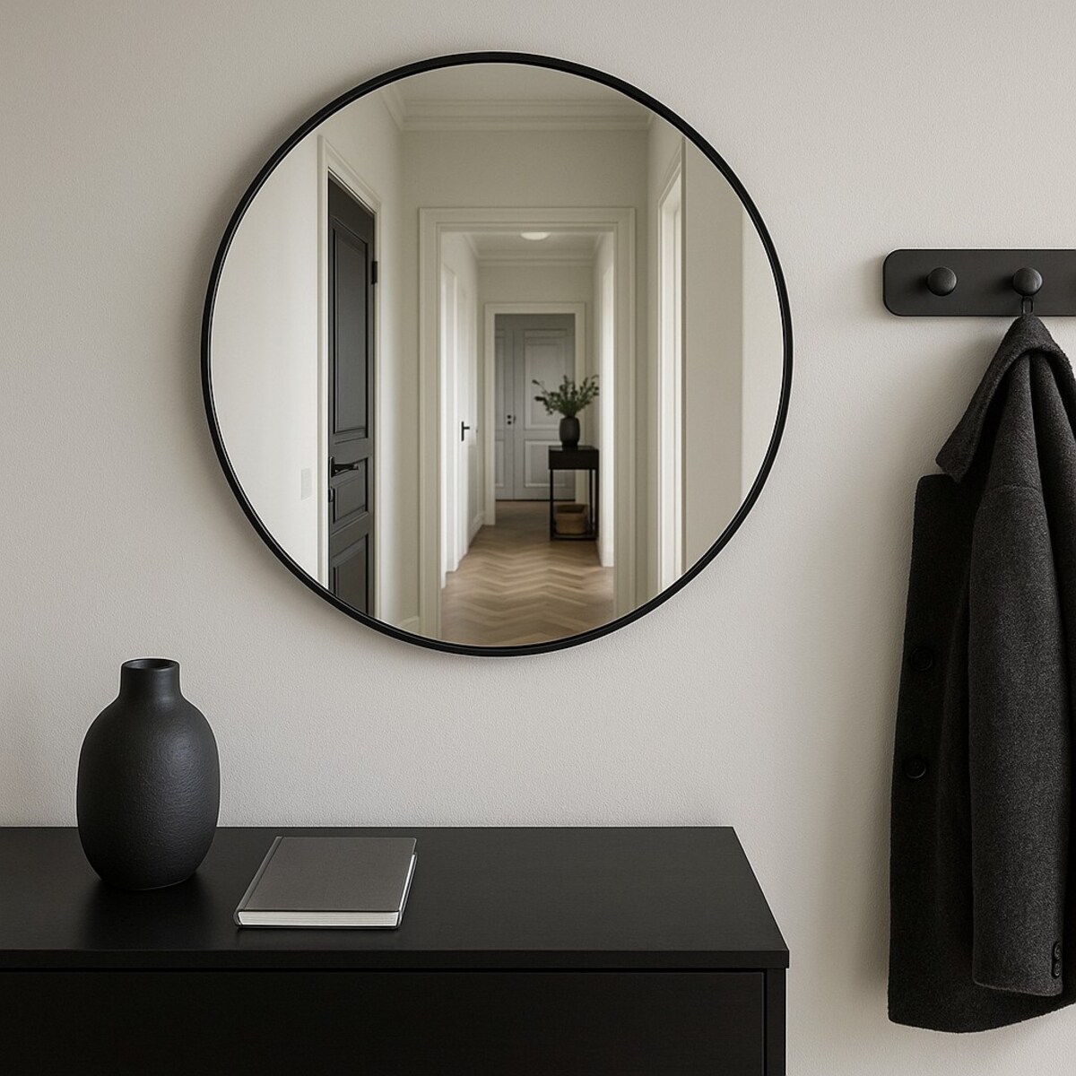 Lustro okrągłe NOOR, metalowa rama, Ø 80 cm