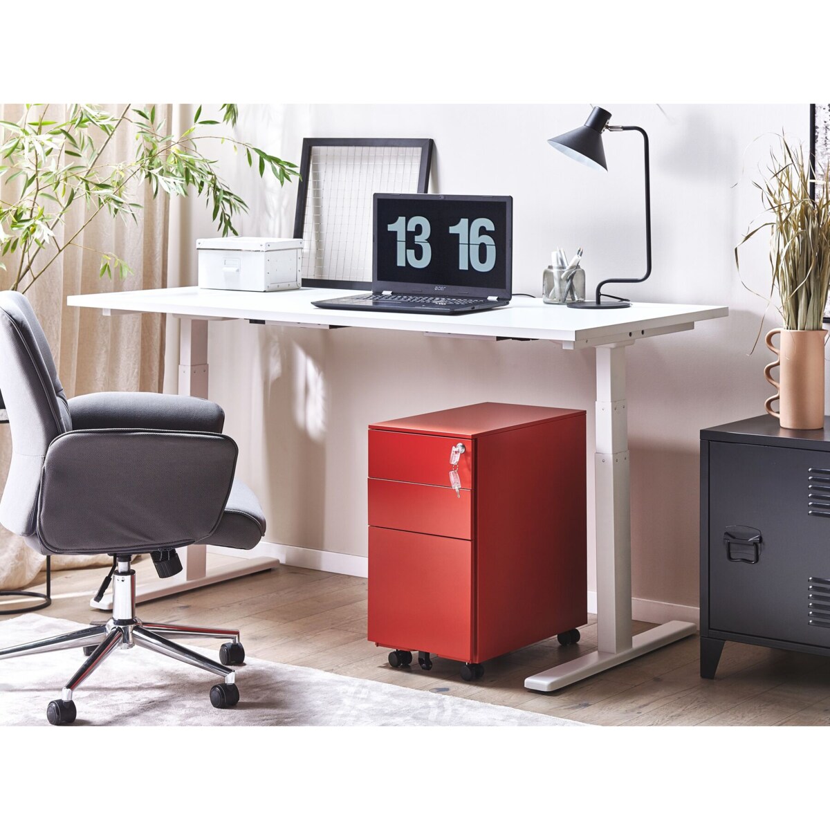 Szafka biurowa metalowa czerwona BOLSENA