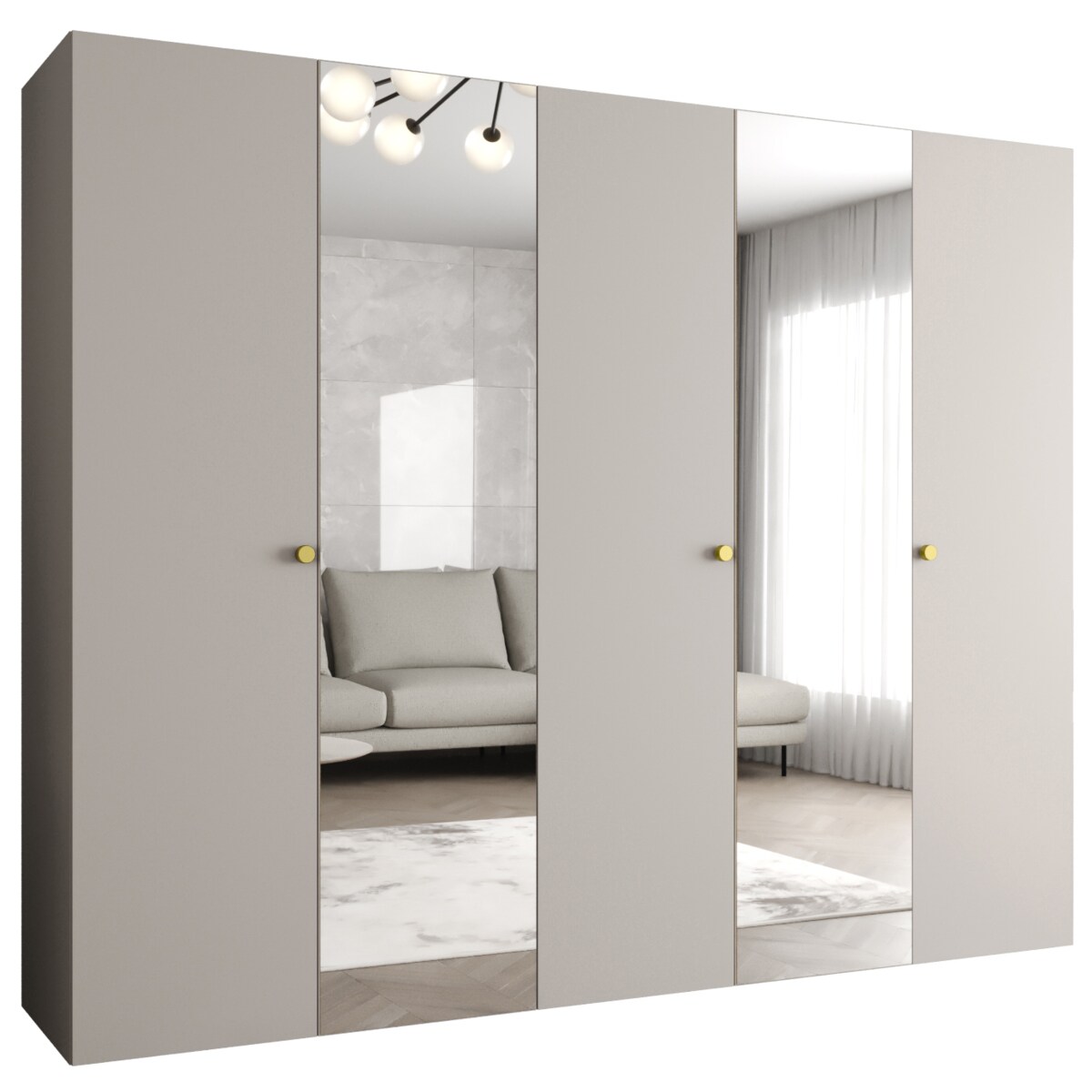 Szafa uchylna otwierana PARMA 2 250 wys. 202 cm Kaszmir + u. Złoty