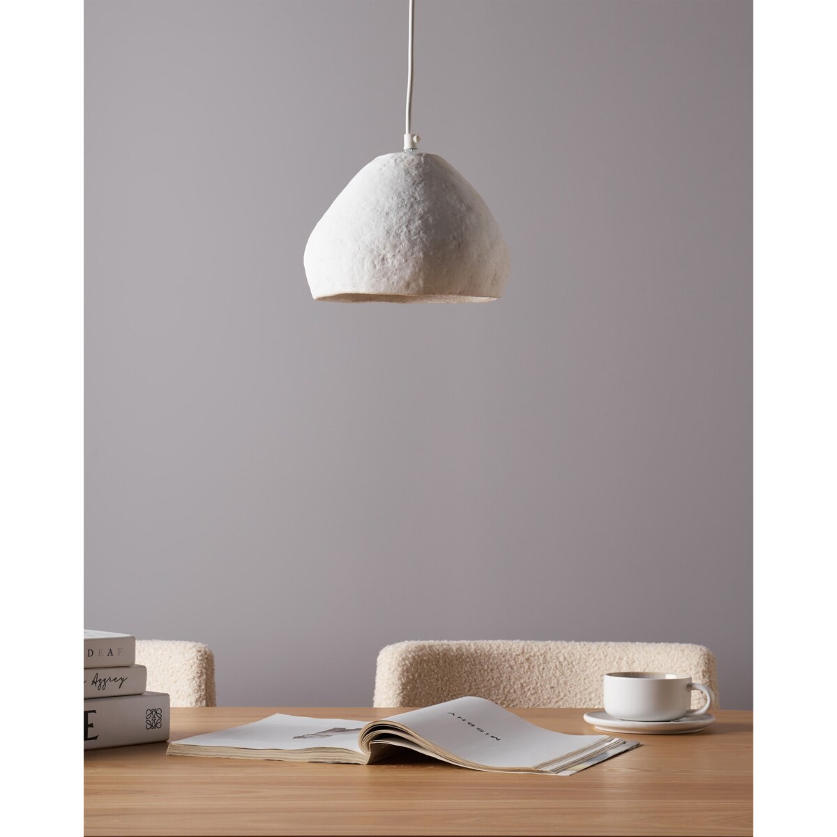 Lampa wisząca OLIMAR Papier-mâché Biały