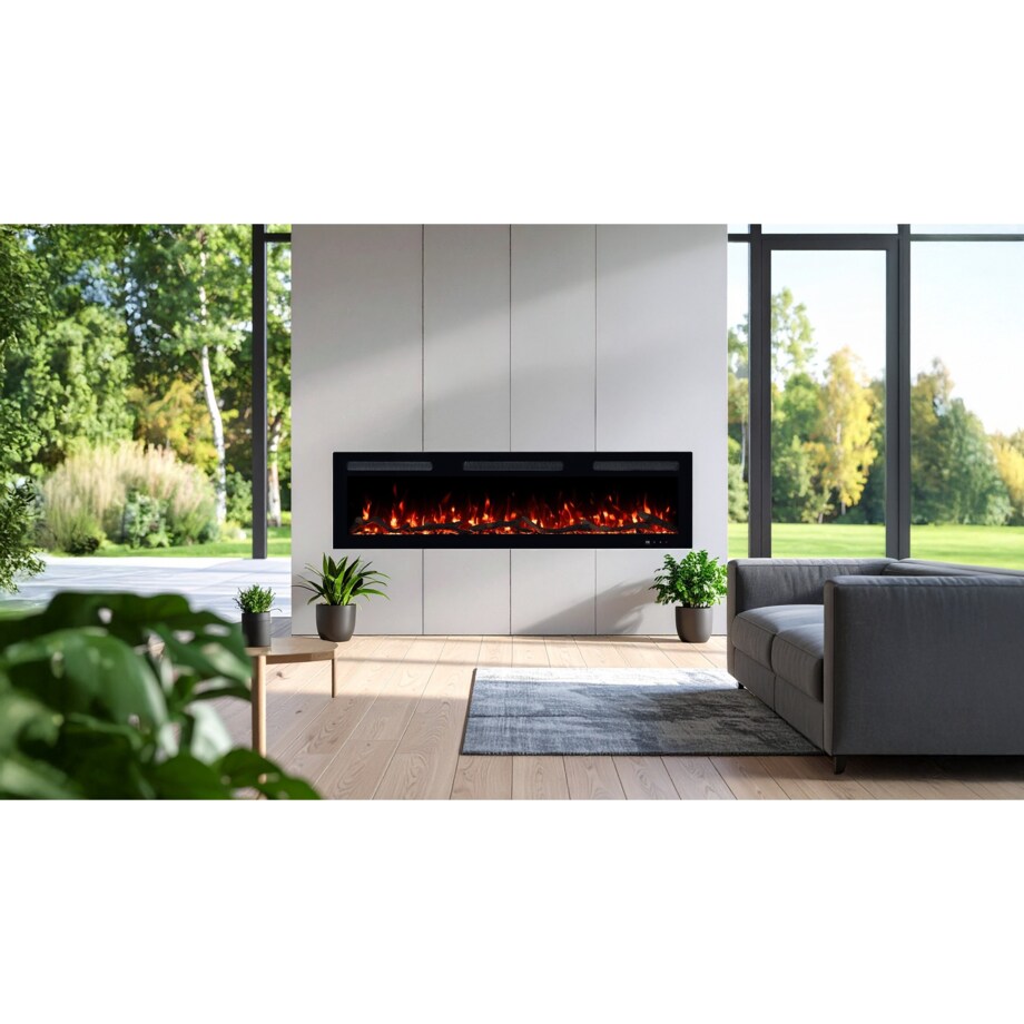 Kominek elektryczny Emotion Flame Monarch 152 - ścienny i do zabudowy - 152x13x35 cm - kominek LED z funkcją grzania 900/1800 W