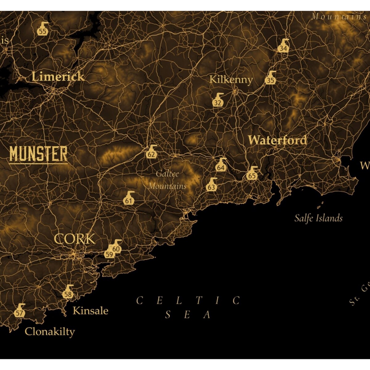 plakat IRLANDZKA WHISKEY regiony destylarnie 40x50cm