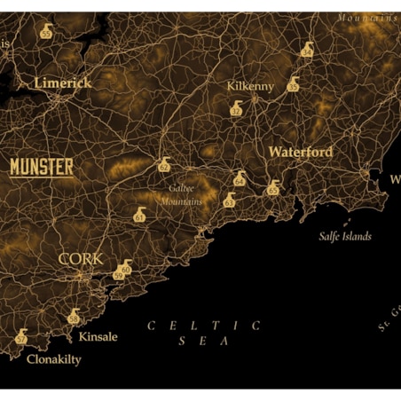 plakat IRLANDZKA WHISKEY regiony destylarnie 40x50cm