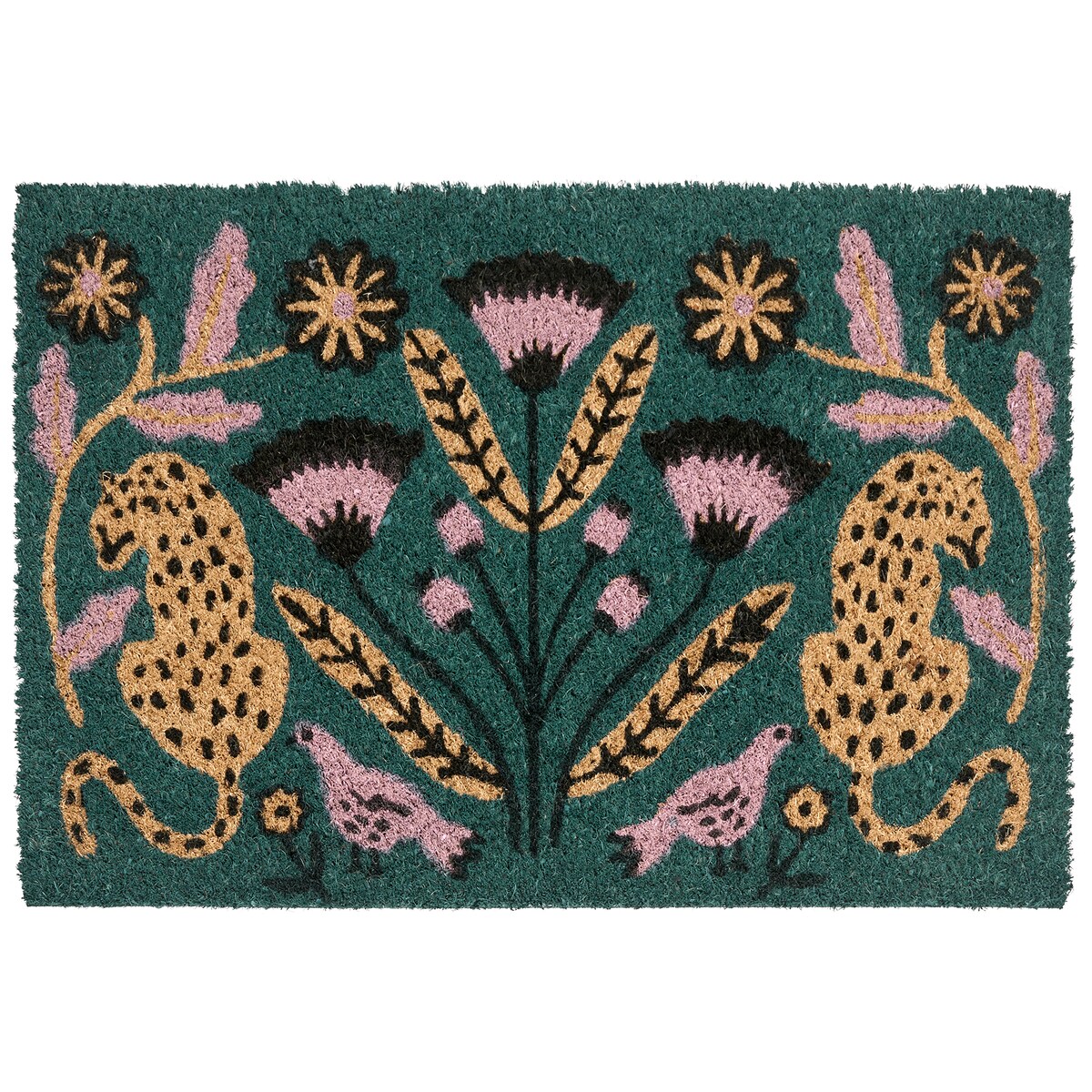 Wycieraczka NAKNEK Kolorowy 50 x 80 cm Kot Ptak Kwiat Włókno kokosowe