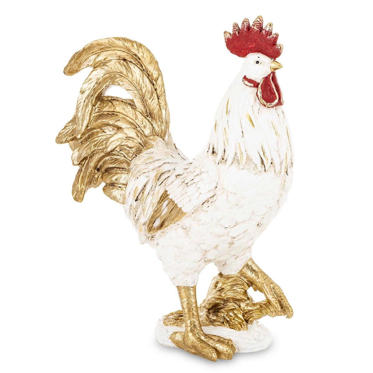 Dekoracja - kogut 34,5x25,5x11,5 cm CAZZO biało-złoty