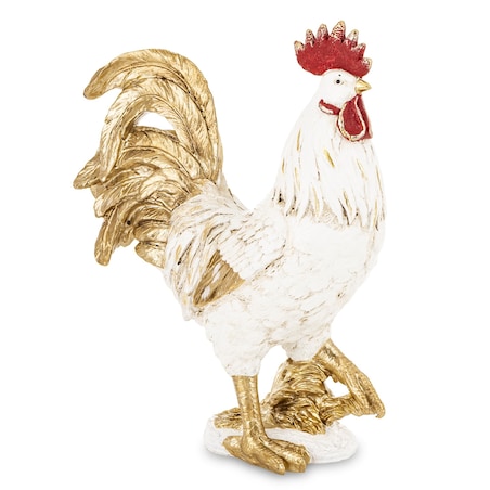 Dekoracja - kogut 34,5x25,5x11,5 cm CAZZO biało-złoty