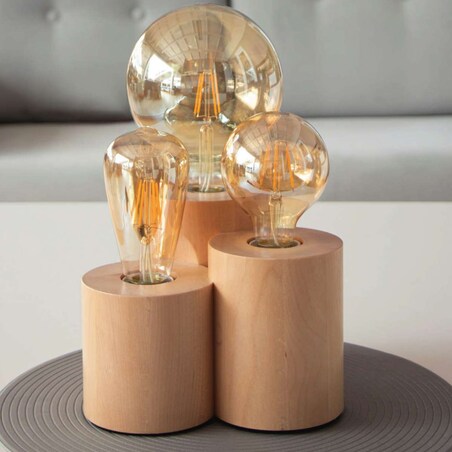 Rustykalna LAMPA stołowa VINCENT 2266374 Spotlight stojąca LAMPKA biurkowa drewniane tuby okrągłe dąb olejowany