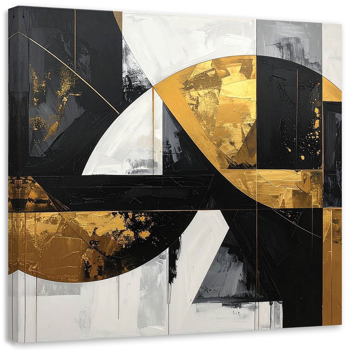 Obraz do salonu sypialni biura loftu, Abstrakcja kształty czarny złoty
