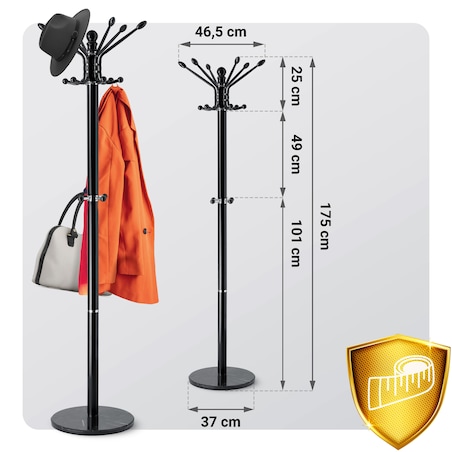 Wieszak na ubrania stojący podłogowy marmur czarny Massido