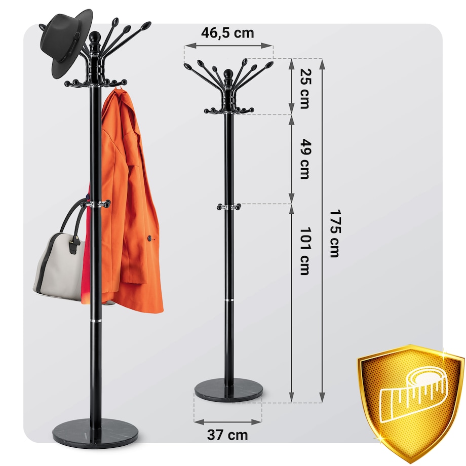 Wieszak na ubrania stojący podłogowy marmur czarny Massido
